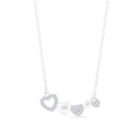 Sterling Silver 925 Necklace Rhodium Plated Embedded With White CZ