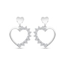 Sterling Silver 925 Earring Rhodium Plated Embedded With White CZ