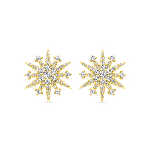 [EAR02WCZ00000C015] Sterling Silver 925 Earring Gold Plated Embedded With White CZ