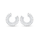 Sterling Silver 925 Earring Rhodium Plated Embedded With White CZ