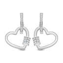 Sterling Silver 925 Earring Rhodium Plated Embedded With White CZ