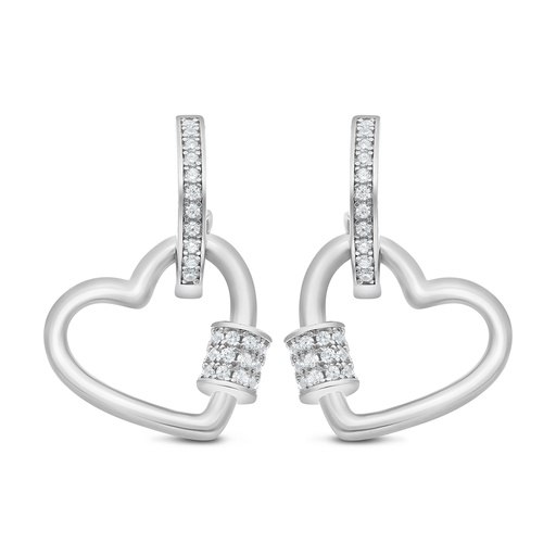 [EAR01WCZ00000C025] Sterling Silver 925 Earring Rhodium Plated Embedded With White CZ