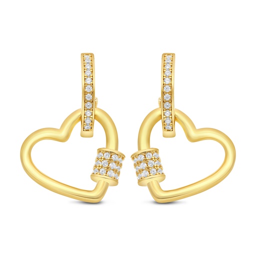 [EAR02WCZ00000C025] Sterling Silver 925 Earring Gold Plated Embedded With White CZ