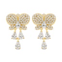 Sterling Silver 925 Earring Gold Plated Embedded With Yellow Zircon And White CZ