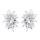 Sterling Silver 925 Earring Rhodium Plated Embedded With White CZ