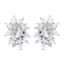 Sterling Silver 925 Earring Rhodium Plated Embedded With White CZ