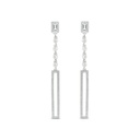 Sterling Silver 925 Earring Rhodium Plated Embedded With White CZ