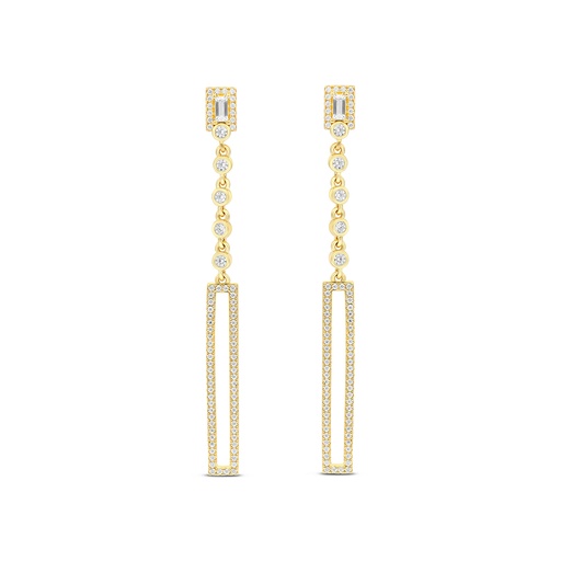 [EAR02WCZ00000C032] Sterling Silver 925 Earring Gold Plated Embedded With White CZ