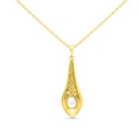 Sterling Silver 925 Necklace Gold Plated Embedded With White Shell Pearl