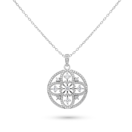 [NCL01WCZ00000B102] Sterling Silver 925 Necklace Rhodium Plated Embedded With White CZ