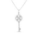 Sterling Silver 925 Necklace Rhodium Plated Embedded With White CZ