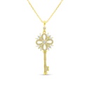 Sterling Silver 925 Necklace Gold Plated Embedded With White CZ