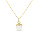 Sterling Silver 925 Necklace Gold Plated Embedded With White Shell Pearl And White CZ