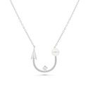 Sterling Silver 925 Necklace Rhodium Plated Embedded With White Shell Pearl And White CZ