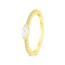 Sterling Silver 925 Ring Gold Plated  Embedded With Yellow Zircon And White CZ