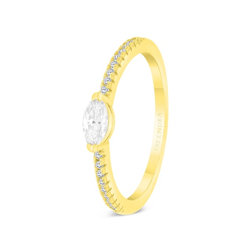 Sterling Silver 925 Ring Gold Plated  Embedded With Yellow Zircon And White CZ