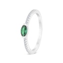 Sterling Silver 925 Ring Rhodium Plated Embedded With Emerald Zircon And White CZ