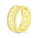 Sterling Silver 925 Ring Gold Plated Embedded With White CZ