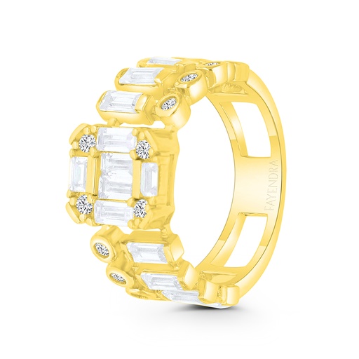 Sterling Silver 925 Ring Gold Plated Embedded With White CZ