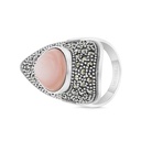 Sterling Silver 925 Ring Embedded With Natural Pink Shell And Marcasite Stones