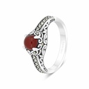 Sterling Silver 925 Ring Embedded With Natural Aqiq And Marcasite Stones