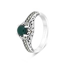 Sterling Silver 925 Ring Embedded With Natural Green Agate And Marcasite Stones