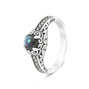 Sterling Silver 925 Ring Embedded With Natural Blue Shell And Marcasite Stones