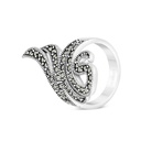 Sterling Silver 925 Ring Embedded With Marcasite Stones 