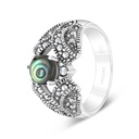 Sterling Silver 925 Ring Embedded With Natural Blue Shell And Marcasite Stones