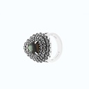 Sterling Silver 925 Ring Embedded With Natural Blue Shell And Marcasite Stones