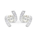 Sterling Silver 925 Earring Rhodium Plated Embedded With Yellow Zircon And White CZ