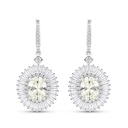 Sterling Silver 925 Earring Rhodium Plated Embedded With Yellow Zircon And White CZ