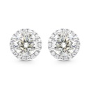 Sterling Silver 925 Earring Rhodium Plated Embedded With Yellow Zircon And White CZ