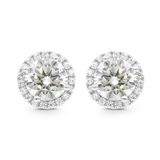 [EAR01CIT00WCZC071] Sterling Silver 925 Earring Rhodium Plated Embedded With Yellow Zircon And White CZ