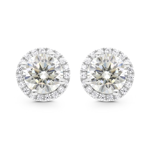 [EAR01CIT00WCZC071] Sterling Silver 925 Earring Rhodium Plated Embedded With Yellow Zircon And White CZ