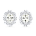 Sterling Silver 925 Earring Rhodium Plated Embedded With Yellow Zircon And White CZ