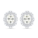 Sterling Silver 925 Earring Rhodium Plated Embedded With Yellow Zircon And White CZ