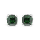 Sterling Silver 925 Earring Rhodium Plated Embedded With Emerald Zircon