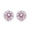 Sterling Silver 925 Earring Rhodium Plated Embedded With Pink Zircon