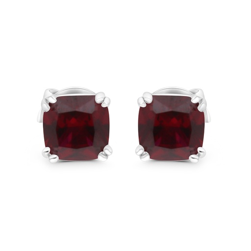 [EAR01RUB00000C042] Sterling Silver 925 Earring Rhodium Plated Embedded With Ruby Corundum 