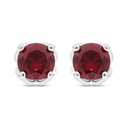 Sterling Silver 925 Earring Rhodium Plated Embedded With Ruby Corundum