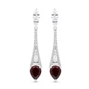 Sterling Silver 925 Earring Rhodium Plated Embedded With Ruby Corundum And White CZ