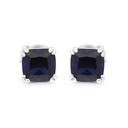 Sterling Silver 925 Earring Rhodium Plated Embedded With Sapphire Corundum 