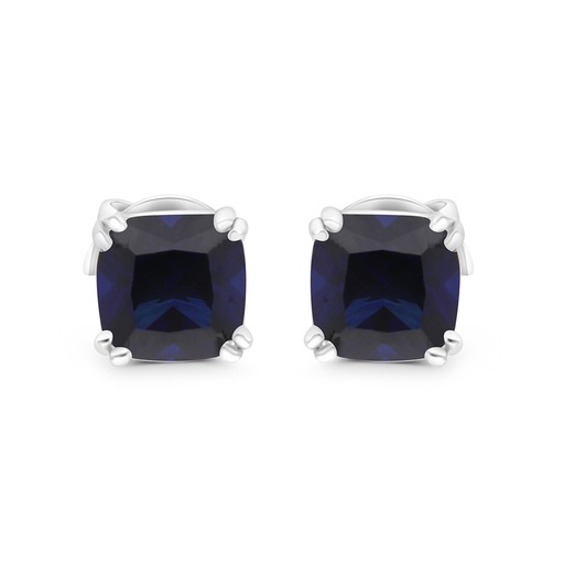 [EAR01SAP00000C042] Sterling Silver 925 Earring Rhodium Plated Embedded With Sapphire Corundum 