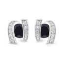 Sterling Silver 925 Earring Rhodium Plated Embedded With Sapphire Corundum And White CZ