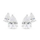 Sterling Silver 925 Earring Rhodium Plated Embedded With White CZ