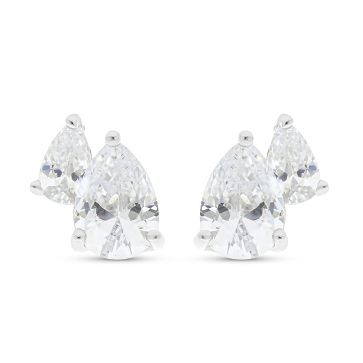 [EAR01WCZ00000C035] Sterling Silver 925 Earring Rhodium Plated Embedded With White CZ