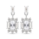 Sterling Silver 925 Earring Rhodium Plated Embedded With White CZ