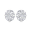 Sterling Silver 925 Earring Rhodium Plated Embedded With White CZ