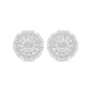 Sterling Silver 925 Earring Rhodium Plated Embedded With White CZ